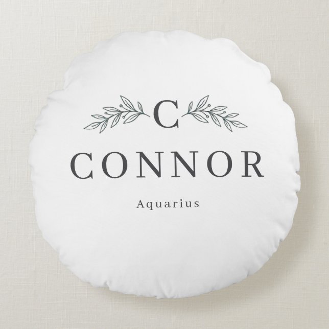 Personalized Zodiac Monogram Round Pillow (Front)