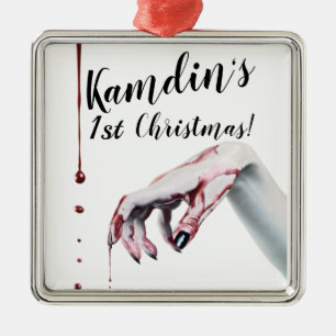 Personalized zombie blood drip vampire Gothic Metal Ornament