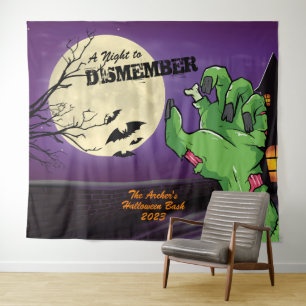 Personalized Zombie Halloween Party Photo Backdrop Tapestry