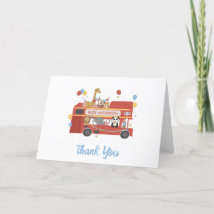 Personalized Zoo Cute Animals Baby Shower Thank You Card