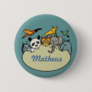 personalized zoo family animals 2 inch round button