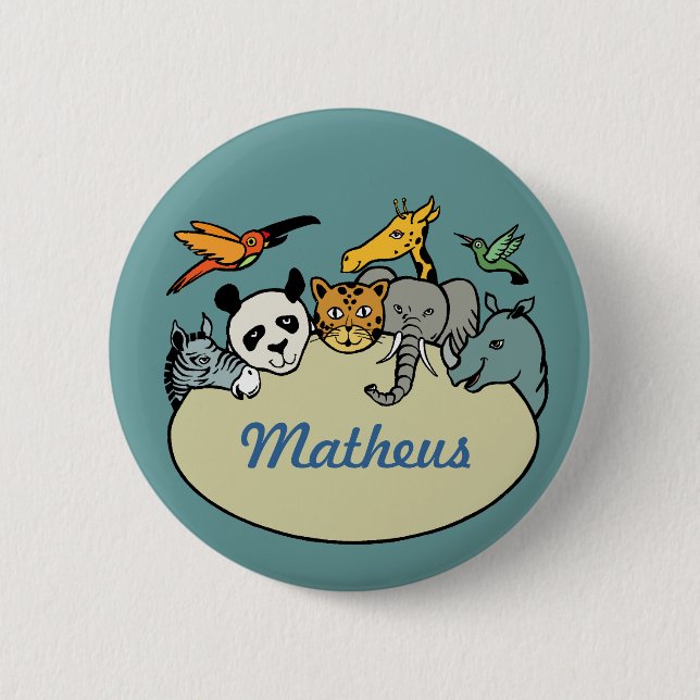 personalized zoo family animals 2 inch round button (Front)