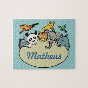 personalized zoo family animals jigsaw puzzle