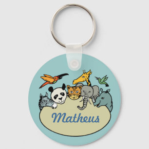 personalized zoo family animals keychain
