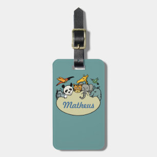 personalized zoo family animals luggage tag