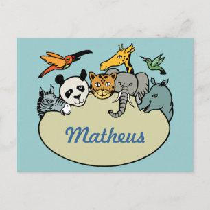 personalized zoo family animals postcard