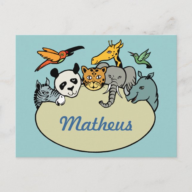 personalized zoo family animals postcard (Front)