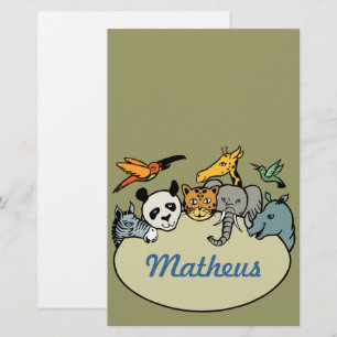 Personalized zoo family animals stationery