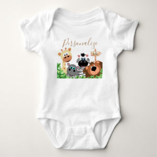 Personalized Zoo Themed Typography Editable Baby Bodysuit