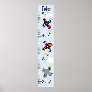 Personalized Zoom Along Airplanes Growth Chart