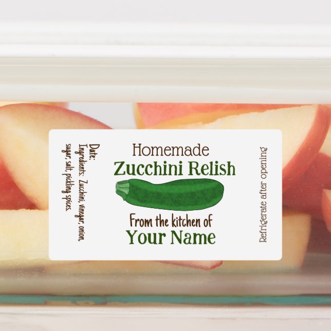 Personalized Zucchini Relish Homemade Canning (Affixed)