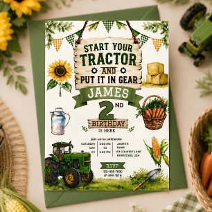 PersonalizedTractor Birthday Party Invitation 