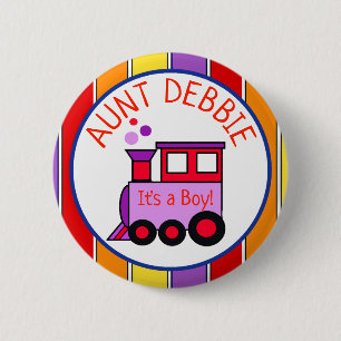 PersonalizedTrain Baby Shower Auntie to Be 2 Inch Round Button