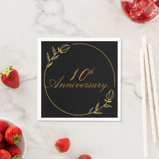 Personalizes Anniversary with Golden Frame Napkin