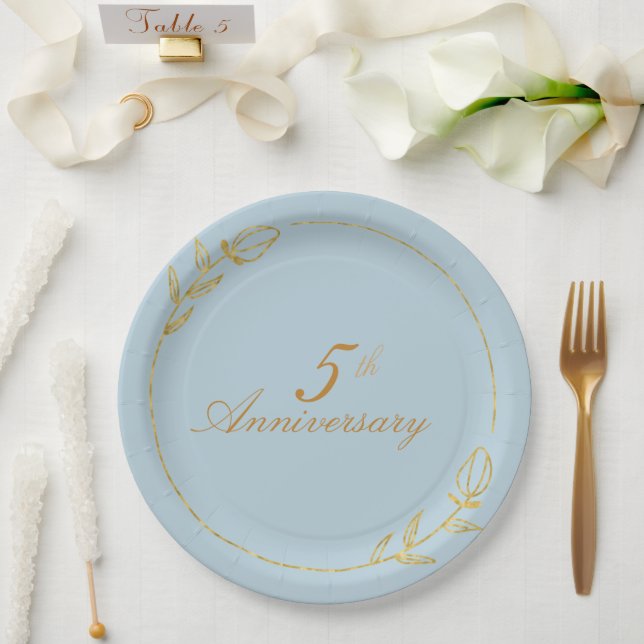Personalizes Anniversary with Golden Frame Paper Plate (Wedding)