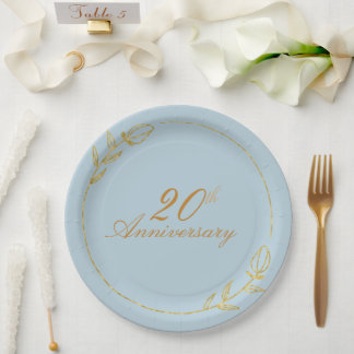 Personalizes Anniversary with Golden Frame Paper Plate