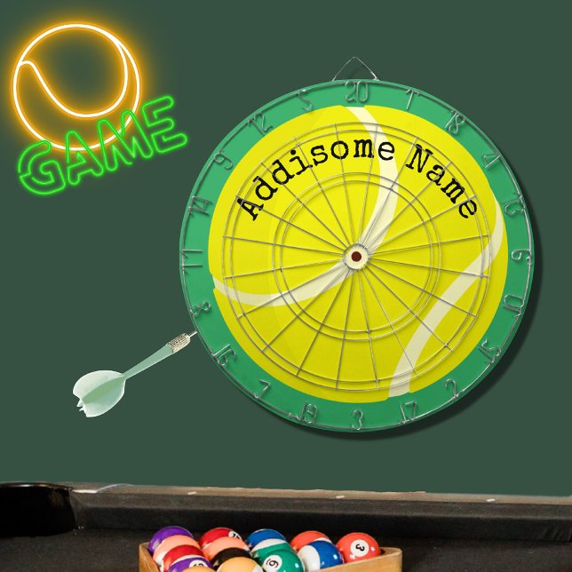 Personalizes Monogrammed Yellow Tennis Ball  Dartboard (Creator Uploaded)