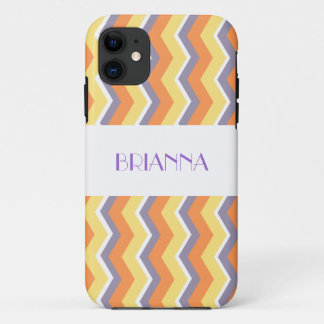 Personallized Sideways Orange & Purple Chevron iPhone 11 Case