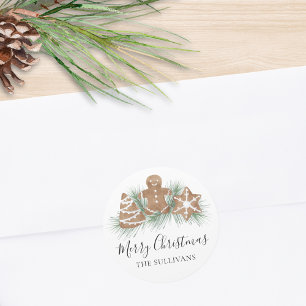 Personalzed Merry Christmas Cookies Classic Round Sticker