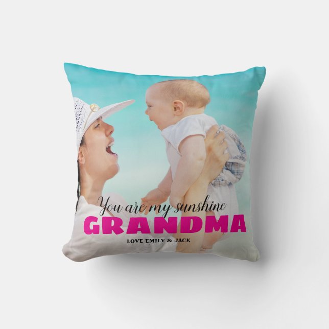 Personalzed Photo Keepsake GRANDMA Gift Throw Pillow (Front)