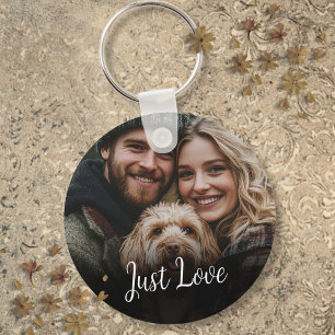 Personalzed Script Message Couple Photo Keychain