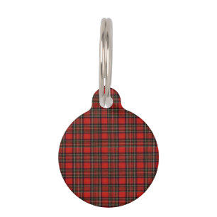 Personalzied Classic Red Holiday Plaid Pattern Pet Tag