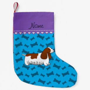 Personalzied name cocker spaniel blue bones small christmas stocking
