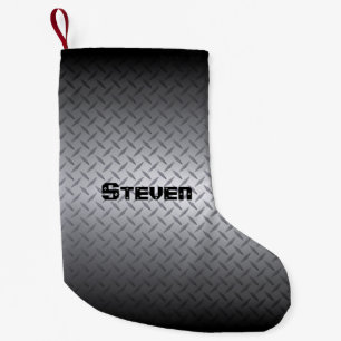 Personazlied Steel Diamondplate Pattern Small Christmas Stocking