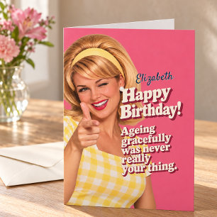 Personilized Retro Funny Birthday Aging Gracefully Card