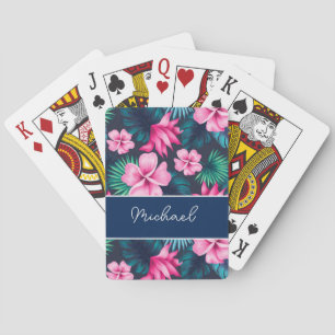Personised tropical flowers, palm leaves, memory playing cards