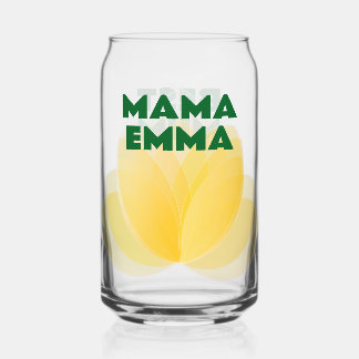 Personized Yellow Tulip Floral Drinkware for Mom Can Glass