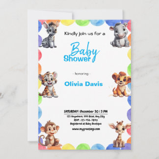 Personlaized Safari Baby Shower Invitation