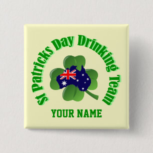 Personlalized  Irish Australian St Patrick's day 2 Inch Square Button