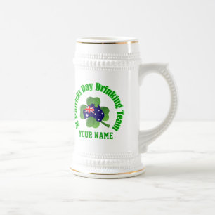 Personlalized Irish Australian St Patrick's day Beer Stein