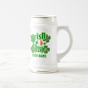Personlalized Irish Australian St Patrick's day Beer Stein