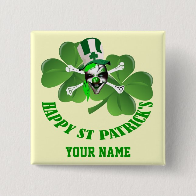 Personlalized  Irish pirate St Patrick's day 2 Inch Square Button (Front)