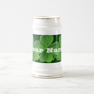 Personlalized Irish shamrocks Beer Stein