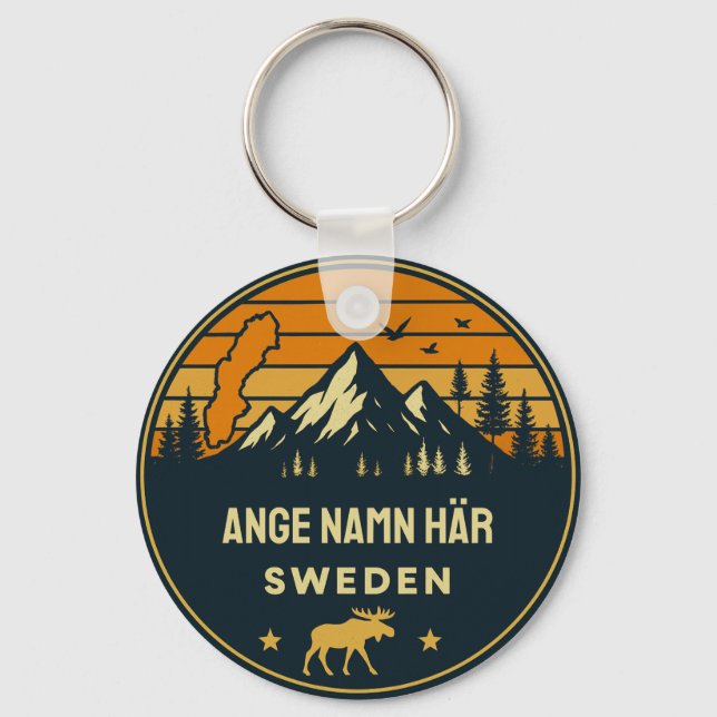 Personligt ortnamn Sverige runt design Keychain (Front)