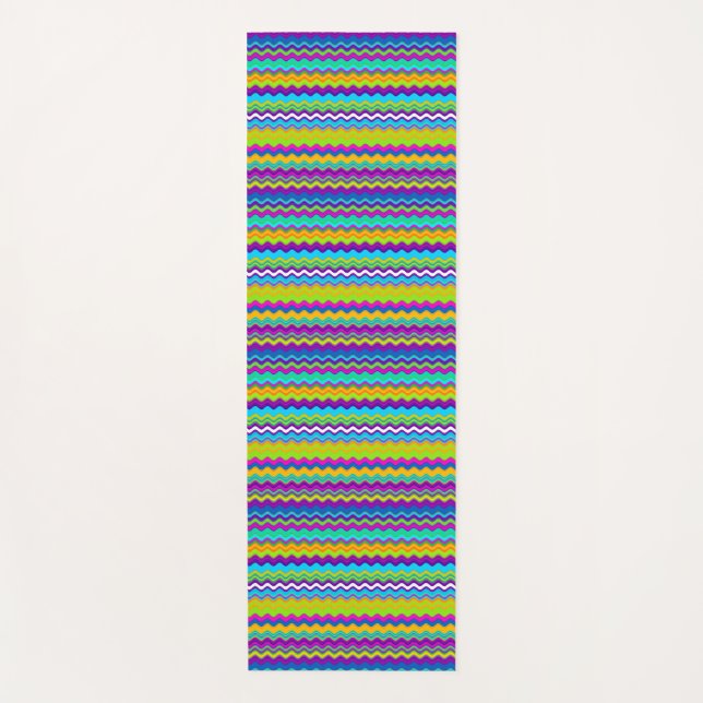 Personlisable Colourful Multicoloured Wavy Lines Yoga Mat (Front)