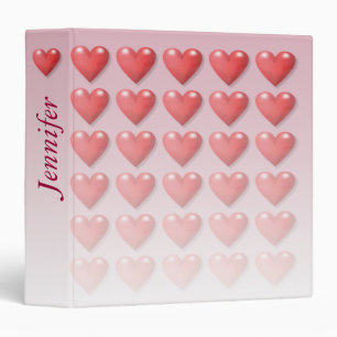 Personlized Pink Hearts Binder