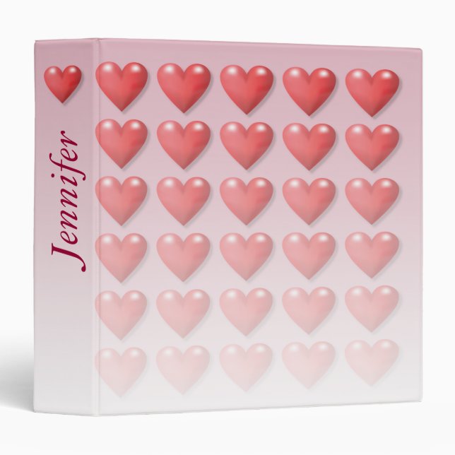 Personlized Pink Hearts Binder (Front/Spine)