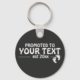 Personlized Promoted to daddy mommy grandpa family Keychain