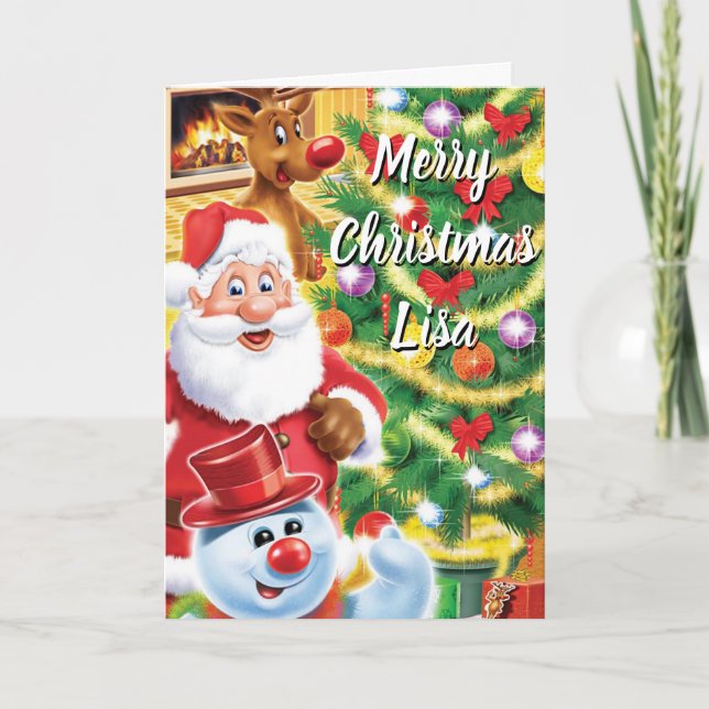 Personnage de la carte de Noël Père Noël et de ses (Devant)