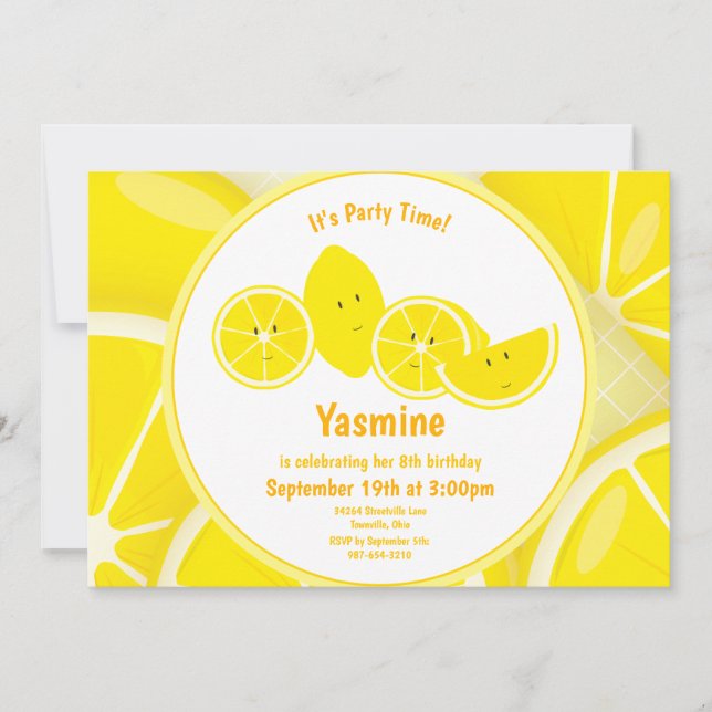 Personnages de citron Invitation d'anniversaire po (Devant)
