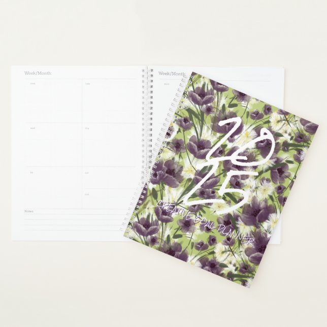Personnalisable Année 2025 Purple Poppies Planner (Devant avec enveloppe)