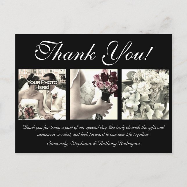 Personnalisable Carte de remerciements Mariage 3 p (Devant)