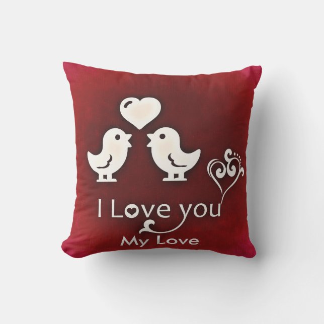 Personnalisable Cute Little Lovebirds Coussin (Recto)