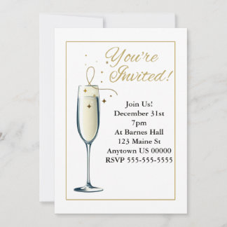 Personnalisable Elegant Champagne Glass Invitation