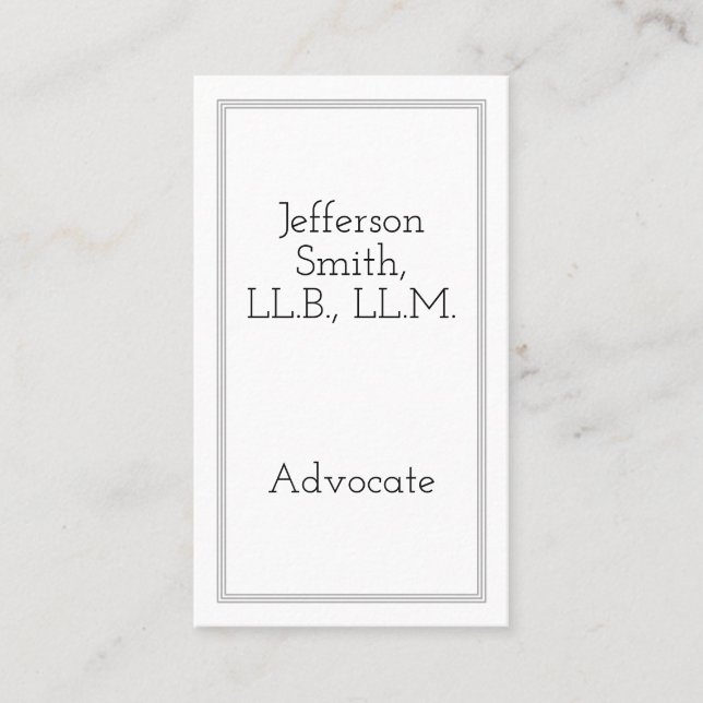 Personnalisable et simple Carte de visite d'avocat (Devant)