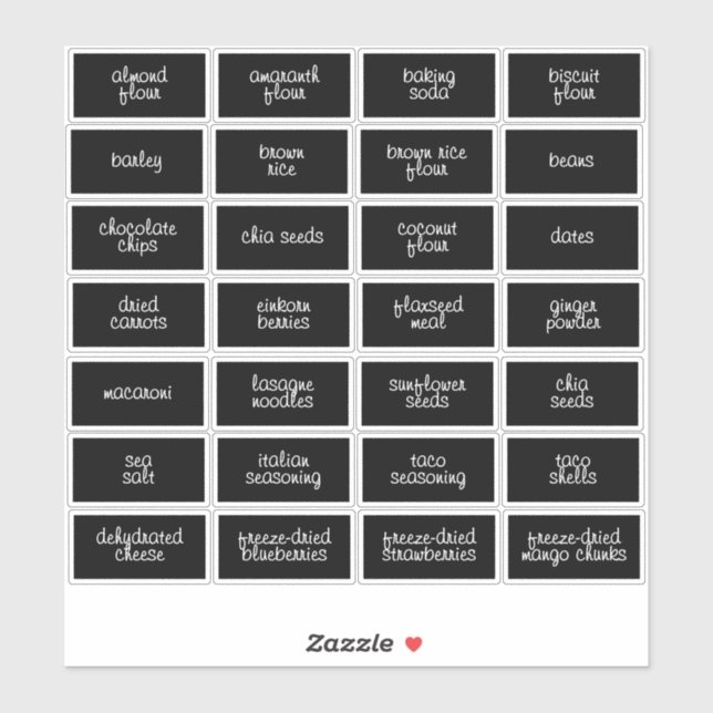 Personnalisable étanche Nourriture Noire Étiquette (Feuille)